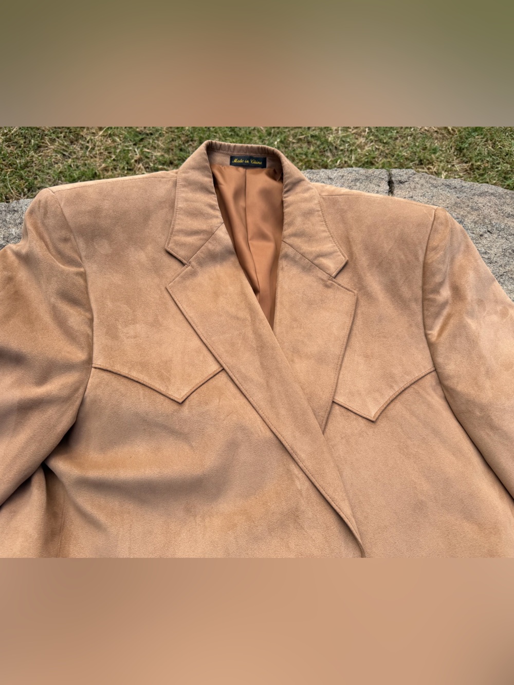 Vintage Melton in Texas Tan Faux Suede Western Blazer Jacket Men’s 46R